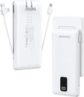 charmast Portable Charger with Built-in Cables and AC Wall Plug | 10000mAh Power Bank with 4 Outputs,USB-C & USB-A Battery Pack,Slim Travel Phone Charger for iPhone,iPad,Samsung,Android by charmast