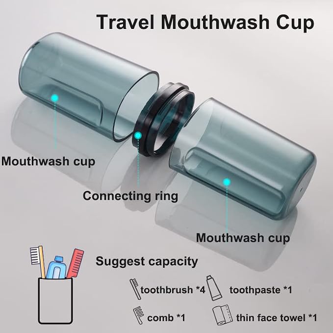 Travel Toileting Cup, Transparent Mouthwash Cup, Portable Toothbrush & Toothpaste Case with Cover, Toiletries Toothpaste Toothbrush Storage Box for Bathroom Travel Camping Home School Business Trip - Image 2