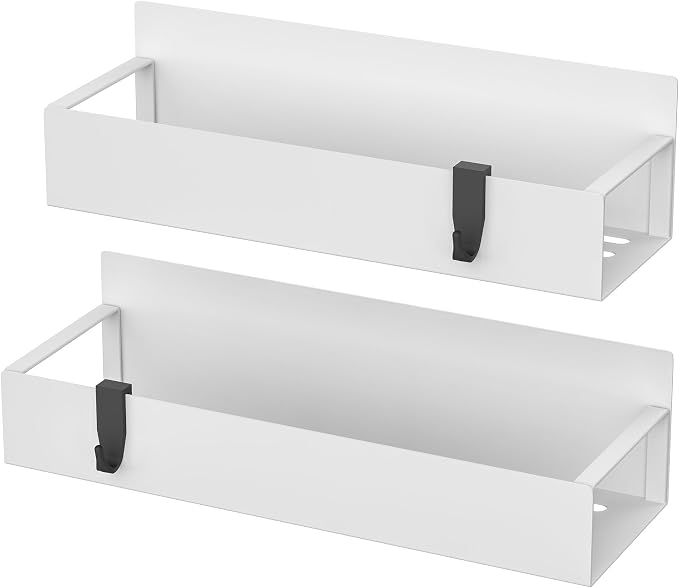 HuggieGems 2 Pack Magnetic Spice Storage Rack Organizer for Refrigerator and Oven, White Fridge Organizers and Storage | Magnetic Shelves Heavy Duty for Fridge in Kitchen, Seasoning Storage Organizer, For Oven Washer and Dryer, For Heavier Items - Image 5