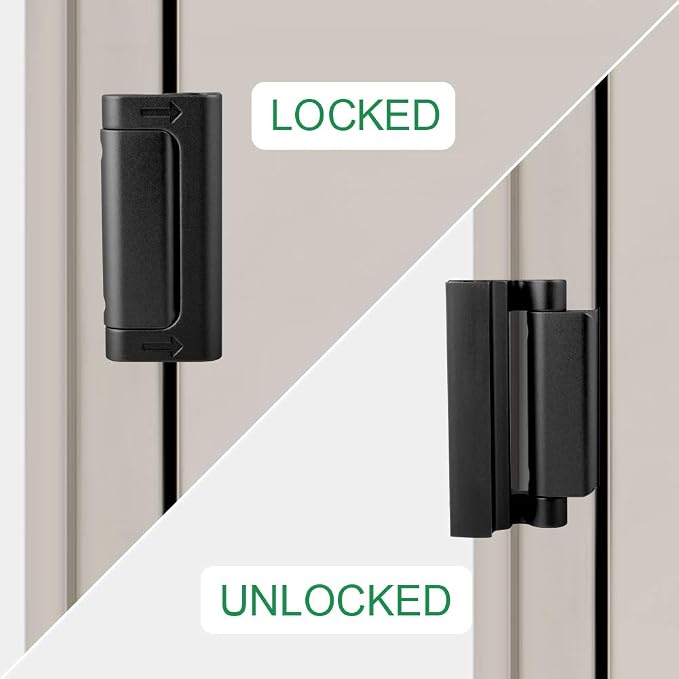 Front Door Locks for Kids Safety High Home Security Door Lock Reinforcement | Withstand 800 lbs, Child Proof Door Locks Night Top Flip Latch and 8 Screws Inward Swinging Doors Only, Defend Patio Bedroom - Image 9