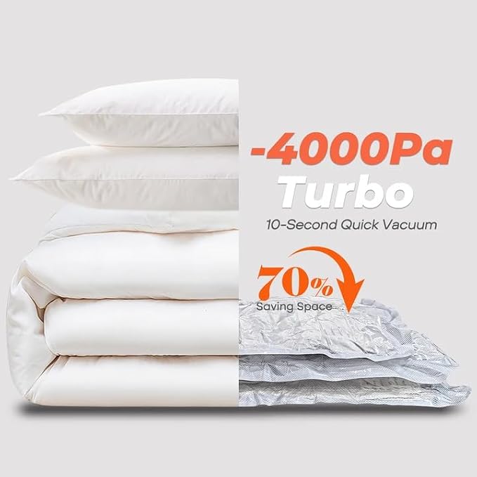 Vacbird Vacuum Seal Bags for Clothing with Rechargeable Cordless Pump, 12 Pack Compression Packing Bags, Space Saver Storage for Seasonal Clothes Bedding Blanket Pillows Comforters Luggage Travel - Image 8