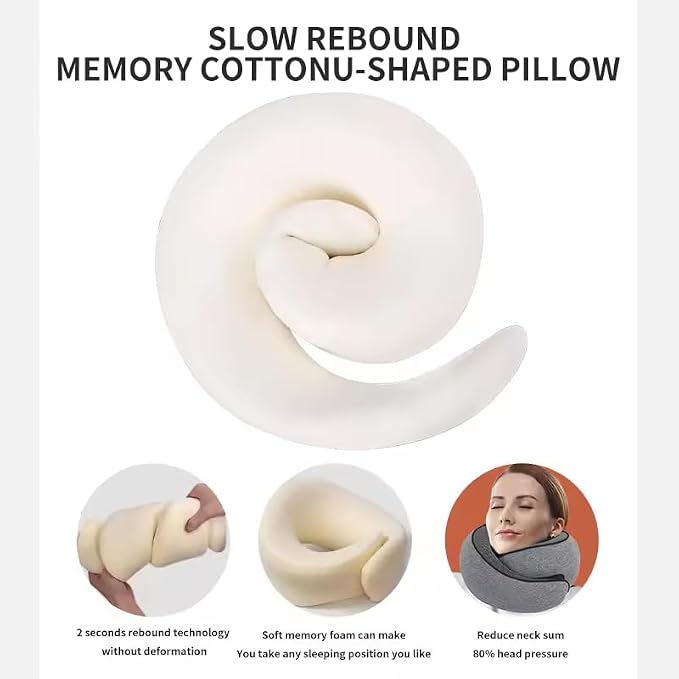 Travel Pillows for Airplanes, 360° Surround Support Memory Foam Airplane Neck Pillow, Comfortable Eye Masks and earplugs, Portable Washable Design for Long Flights, Car Rides & Road Trips - Image 3