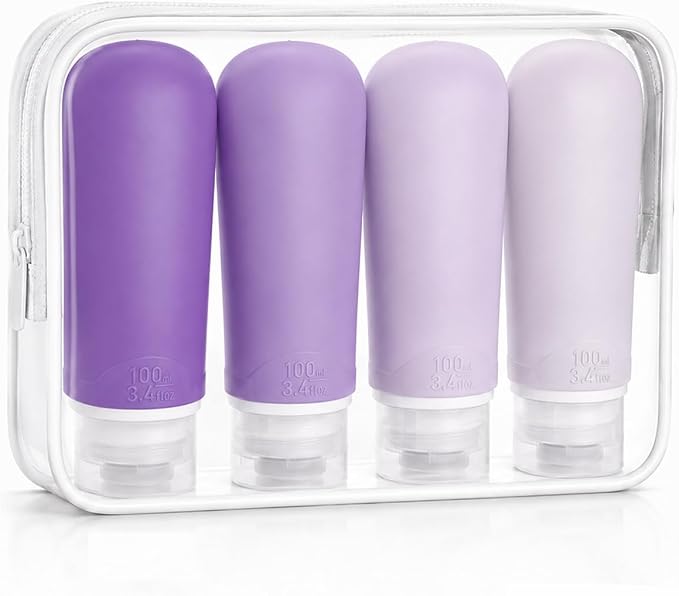INSFIT Travel Bottles for Toiletries, TSA Approved 3oz Travel Size Containers, BPA Free Leak Proof Squeezable Silicone Tubes for Shampoo Conditioner Lotion Body Wash with Labels by INSFITPortableTravelBottles