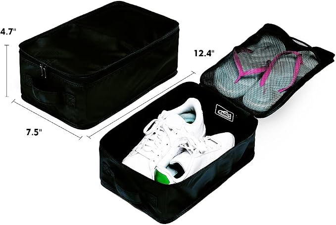 Travel Shoe Bags, Foldable Waterproof Shoe Pouches Organizer-Double Layer (4 Black Shoe Bags) - Image 4