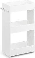 MARTY Slim Rolling Storage Cart 7.9" W Laundry Cart with Wheels,Wood, White | Narrow Utility Cart Between Washer and Dryer, 3 Tier Mobile Shelving Unit for Kitchen, Laundry, Bathroom, Office, Living Room by MARTY