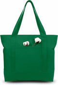 TOPDesign 1-Pack Canvas Tote Bag with an External Pocket, Reusable Grocery Shopping Bag, Top Zipper Closure, Daily Essentials (Green) by TOPDesign