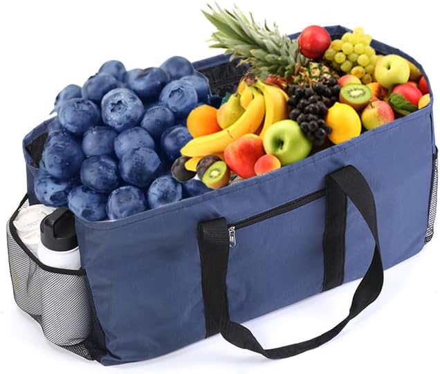 Extra Large Utility Tote Bag - Reusable Grocery Bags Foldable Heavy Duty | Large Shopping Tote 4 Pockets & Reinforced Handles, Water-Resistant Collapsible Tote for Beach, Picnic, Car Storage - Image 7