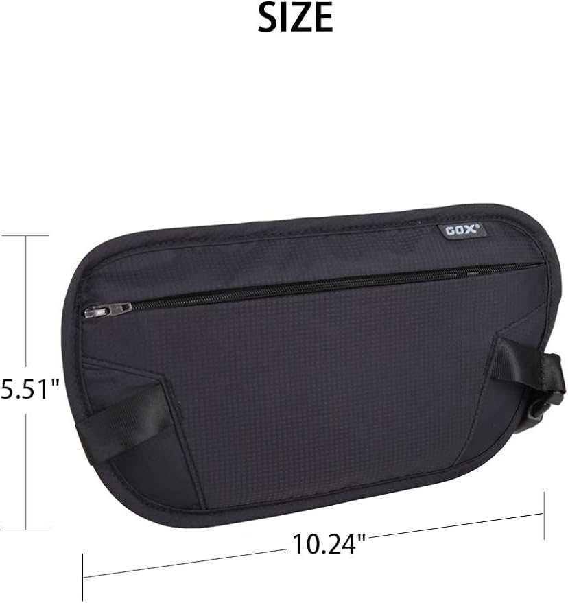 GOX Money Belt for Men Travel, Anti-Theft Hidden Waist Pack, RFID Secure Travel Belt for Men, Ultra-Thin Under-Clothes Passport Wallet with Documentry Safety & Money Holder (Black-L) - Image 3