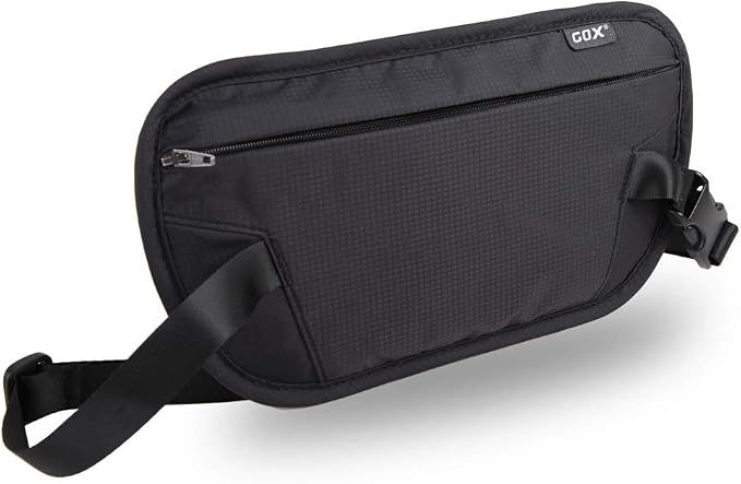 GOX Money Belt for Men Travel, Anti-Theft Hidden Waist Pack, RFID Secure Travel Belt for Men, Ultra-Thin Under-Clothes Passport Wallet with Documentry Safety & Money Holder (Black-L) by GOX