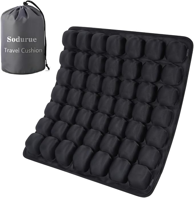 Travel Cushion Airplane seat,Airplane seat Cushion for Long Flights,Press Type air Inflatable Wheelchair seat Cushion for Car,Office,Stadium,Ergonomic Comfort Support,Heavy Duty (49 Air Bag) by Unknown
