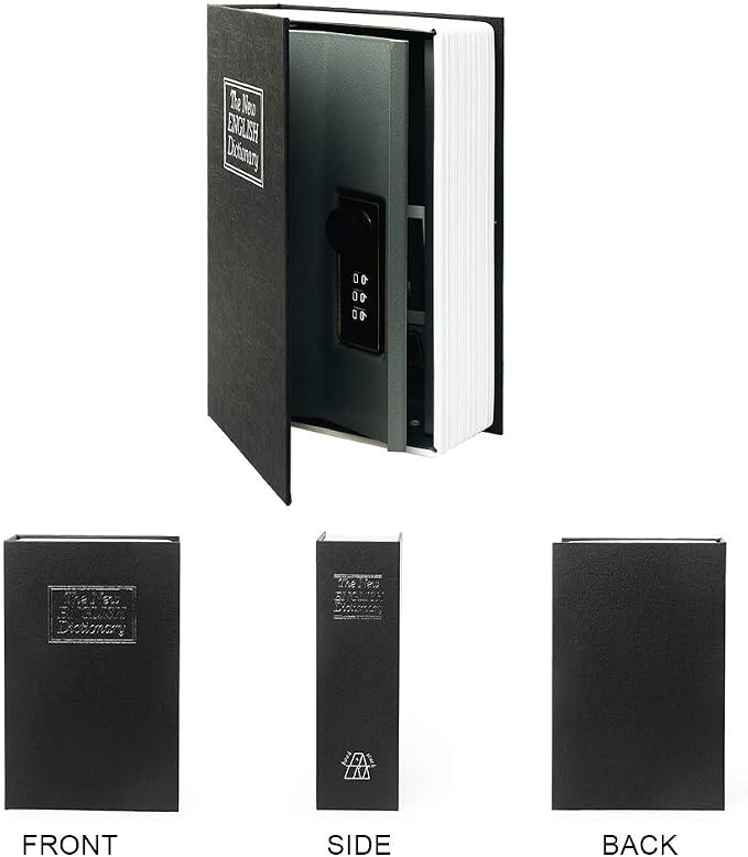 Diversion Book Safe Storage Box (9.5"×6"×2.2"), Dictionary Secret Safe Can with Security Combination Lock, Diversion Book Hidden Safe (Black dictionary,Combination) - Image 3