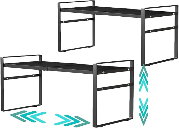 Expandable Cabinet Shelf Organizer Riser for Kitchen Pantry Cupboard Under Sink Countertop,Kitchen Cabinet Shelf 8.3’’D * 12.2-23.6’’W * 10.4’’H by LJHFUQHUHU