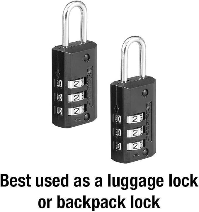 Master Lock Black Set Your Own Combination Luggage Lock, Custom Combo Suitcase Padlock for Travel Bags or Backpacks, 2 Pack, 646T - Image 3