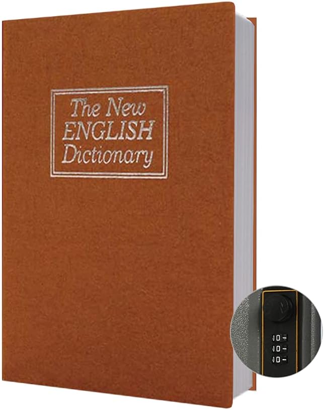 Diversion Book Safe Storage Box (Size 9.5"×6.2"×2.2") With Security Combination Lock, Dictionary Secret Hidden Safe (Brown Dictionary - Combination Lock) by PACOLO
