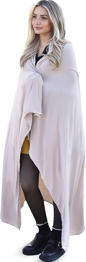 Luxury Cooling Travel Blanket - Stretchy, Lightweight Soft & Breathable Shawl Wraps for Women by WrapYourselfinNaturesSoftness