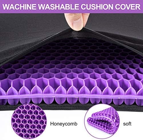 Gel Seat Cushion, for Long Sitting -Double Thick Gel Seat Cushion Breathable Honeycomb Chair Cushion with Non-Slip Cover for Office Chair Car, Wheelchair, Long Trips,Relief Sciatica Pain - Image 4