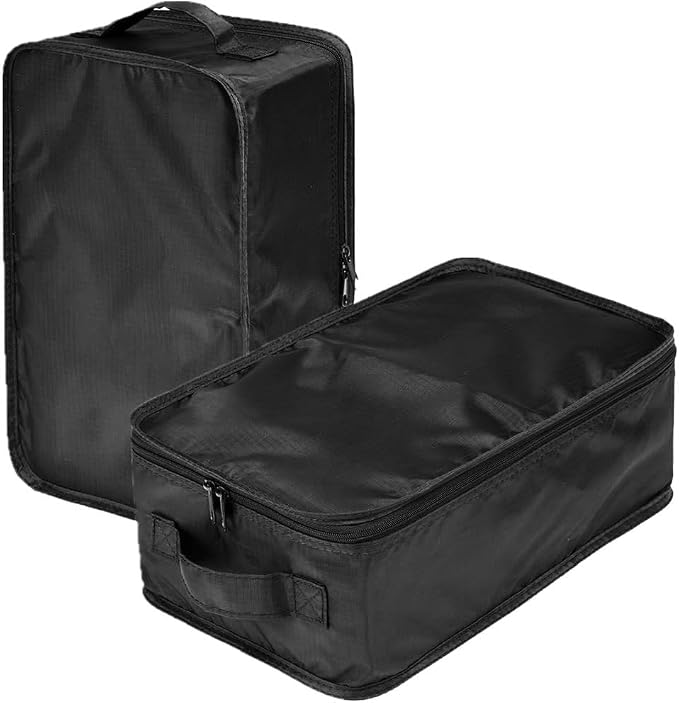 JJ POWER Travel Shoe Bags, Foldable Waterproof Shoe Pouches Organizer-Double Layer (Black, 2 Packs) by JJ+POWER
