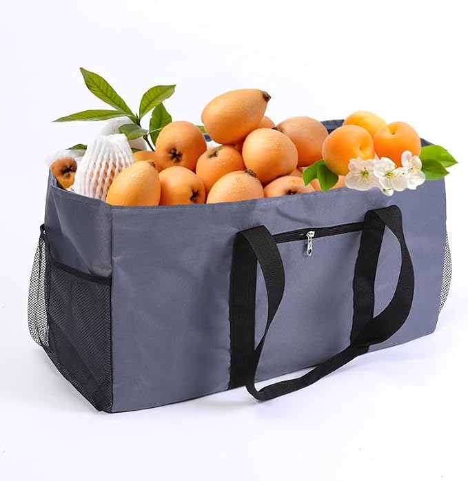 Extra Large Utility Tote Bag - Reusable Grocery Bags Foldable Heavy Duty | Large Shopping Tote 4 Pockets & Reinforced Handles, Water-Resistant Collapsible Tote for Beach, Picnic, Car Storage - Image 6