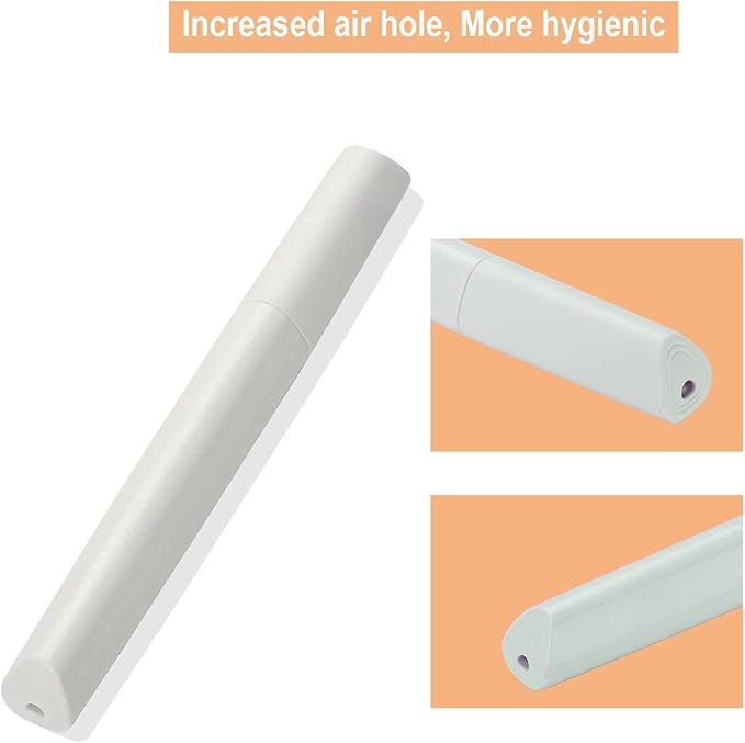 Portable Travel Toothbrush Case, Lipstick–like Plastic Toothbrush Holder Toothbrush Case Breathable Design with Air Hole More Hygienic Toothbrush Tube for Home Daily Travelling (White) - Image 3