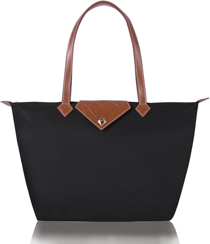 Women Tote Bag,Stylish Waterproof Nylon Ladies Shoulder Bag, Folding Beach Travel Bag for Work,Shopping, Large by BOJLY
