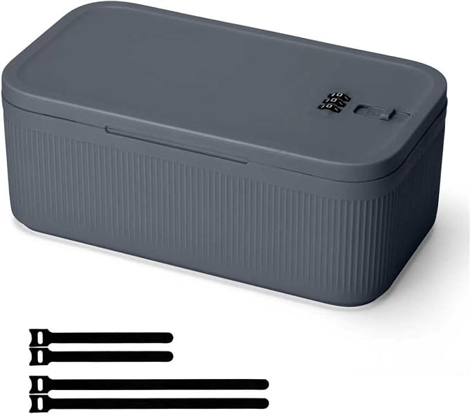 Medicine Lock Box, Small Lock Box with Code, for Secure Storage of Medications, Snacks, Electronics，Cash, Office Files & Travel Essentials and more, Includes Cable Tie by Unknown