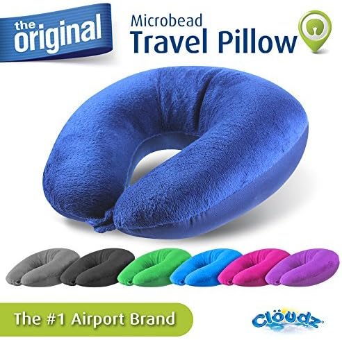 Dual Comfort Microbead Airplane Travel Neck Pillow. Super Soft Cozy Plush Fabric on One Side, Cool Relaxing Spandex on The Other! Customize Your Comfort and Support at Home or On The Go!- Blue - Image 8