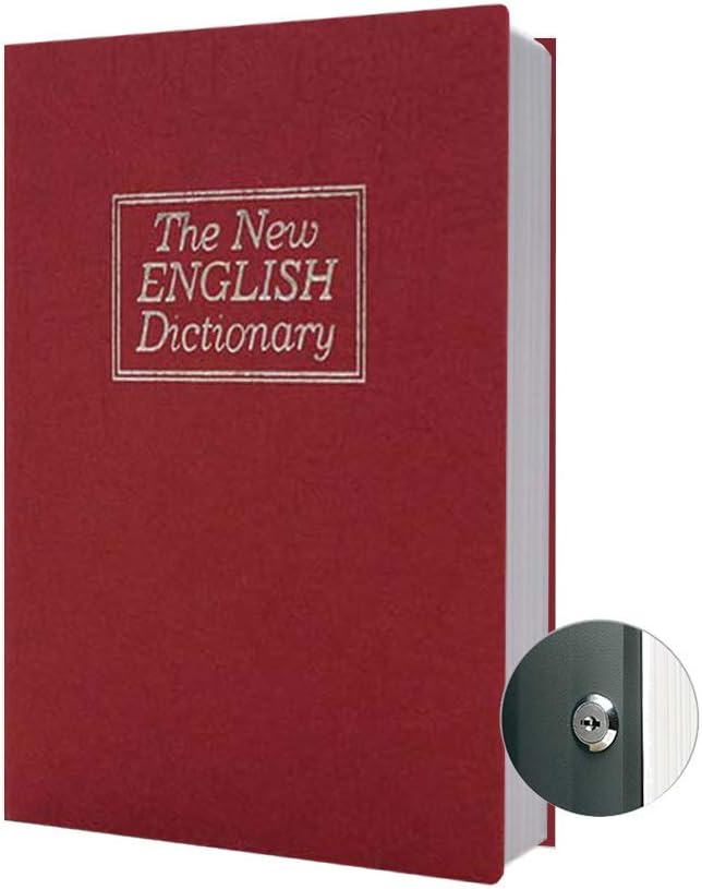 Diversion Book Safe Storage Box (Size 9.5"×6.2"×2.2") With Security Key Lock, Dictionary Secret Hidden Safe (Red Dictionary - Key Lock) by PACOLO
