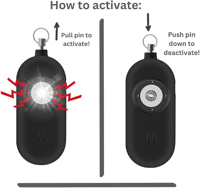 Rechargeable Personal Safety Alarm for Women. 130dB Siren. Ear-Piercingly Loud w/ Flashing LED Strobe Light Siren Keychain - Image 2