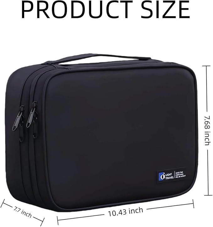 Electronics Organizer Travel Case,Cord Organizer Travel, Double-Layer Cable Organizer Bag, Tech Pouch Accessories Carry Storage For Phone, Cables, Airpods, USB, Sd Card,Essentials (Black) - Image 7