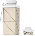 Collapsible Water Bottles 17.4oz(516ML), 2nd Generation Leakproof BPA-Free Travel Water Bottle,Lightweight Reusable Water bottle, Portable for Travel Cycling Gym Sports,Champagne White, 1 Pack by Mefold