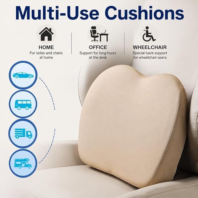 Car Seat Cushion for Driving, Car Booster Seat Cushion for Short Drivers | Portable Driver Seat Cushion to Raise Height 3.5 in,Office Chair Back Support Pillow for Lower Back Pain Relief - Image 3