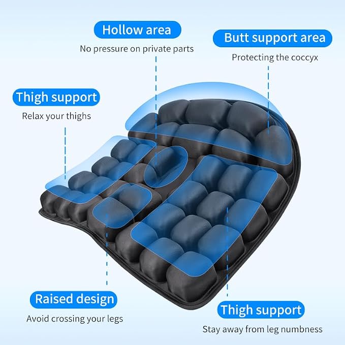 Sondour Travel Seat Cushion, Inflatable Airplane Cushion for Long Flights | U-shaped Portable Airline Cushion with Air Pump for Office & Airplane,Wheelchair,Car Stadium,Pressure Relief - Image 5