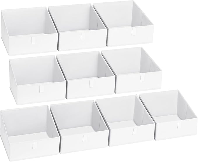 DIMJ Closet Storage Bins 10 Pack - Fabric Storage Baskets for Shelves, Collapsible Clothes Organizer, Trapezoid Shelf Organization Storage Cubes for Purse, Toys, Books, Towel, Clothes, White by DiMJ