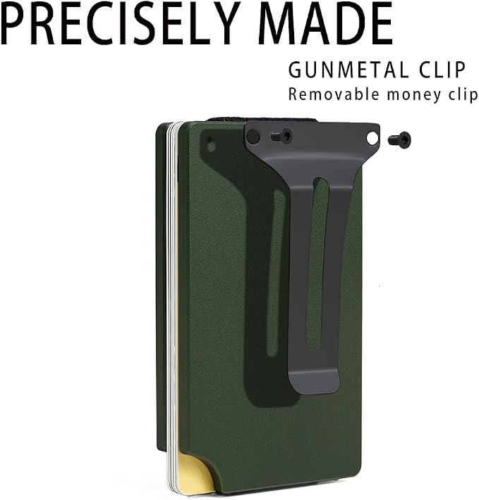 Minimalist Wallet for Men, Slim Metal RFID Blocking Wallet Credit Card Holder Money Clip & Cash Strap, Scratch-Resistant Holds 15 Cards,Ideal Gift for Men | -Matt Green - Image 7