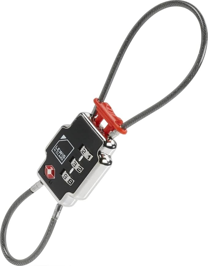 Lewis N Clark Triple Security Lock: TSA Luggage Locks for Suitcases, Carry On, Laptop Bag & More, Set Combination Lock to Create Secure Padlock for Travel, Vacation, Business, or Backpacking, 1 Pack by LewisNClark