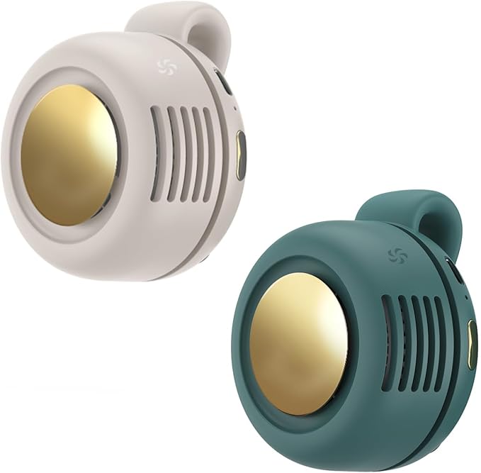 Portable Clip-On Fan, Mini USB Rechargeable 360° Rotatable Fan, Personal Fan 3-Speed Silent Mini Bladeless Fans (2 pack(White+Green)) by Ahuccf