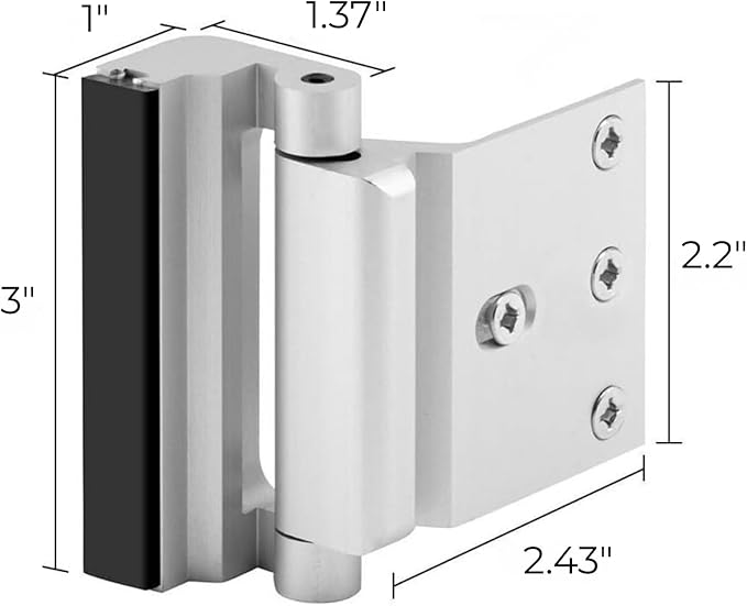 Door Reinforcement Lock - Home Security Child Proof Door Lock Withstands 800 lbs, for Inward Swinging Doors, Door Locks for Kids Safety, Door Lock Latch Prevents Unauthorized Entry, 3 Pack - Image 8