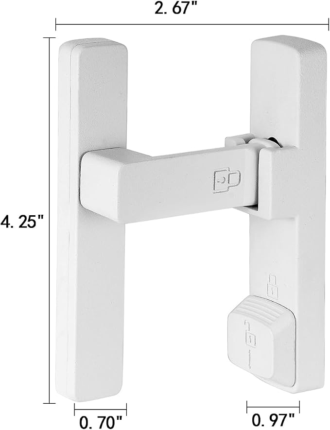 2 Packs Matte White 90 Degree Barn Door Lock,Flip Gate Latches Hardware | Zinc Alloy Door Lock,Right Angle Door Lock Latch,Sliding Door Latches,for bedroom,drawer,pet enclosures,cabinet,garage,window - Image 2