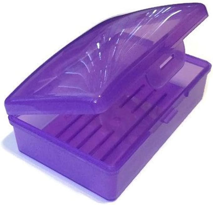 Purple Toothbrush Covers & Soap Box Set - Matching Colors - Tooth Brush Cover Cap, Soap Dish Travel Holder - Plastic Portable Set - Image 2