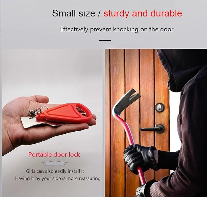 Portable Door Lock Easy to Install Without Drilling Home Security Door Lock Travel Lockdown Locks Perfect for Traveling Home Hotel Apartment College for Additional Safety and Privacy (Red) - Image 4