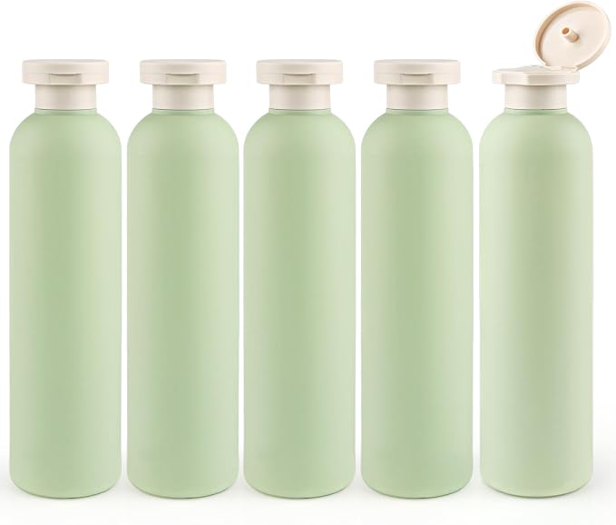 5 Pcs 260ml/8.8oz Squeeze Bottles Plastic Travel Lotion Bottles Refillable Containers with Flip Cap for Toiletries Creams Lotion Shampoo Conditioner by Cositina