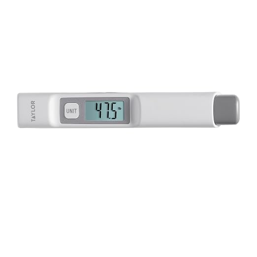 Taylor Kinetic Powered Digital Luggage Scale, 110 lb Capacity, No Batteries Required, Lightweight Travel Scale with Durable Nylon Strap and Clip, Portable Suitcase Weight Checker for Travelers, White by Taylor