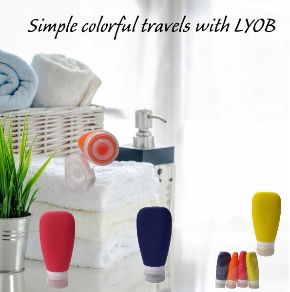 Travel Bottles for Toiletries, TSA Approved 3 oz Leak Proof Silicone Soft Refillable Squeeze Travel Size Containers BPA Free for Cleansers, Lotions, Shampoo, Conditioner (red,yellow,blue,orange) - Image 4