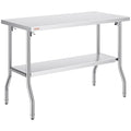 VEVOR Stainless Steel Foldable Work Table, 48 * 24 Inch Heavy Duty Food Outdoor Double Layer Stainless Steel Worktable for Commercial Kitchen Restaurant | For Commercial, Kitchen, Restaurant, Indoor and Outdoor Use, Polished Finish, Heavy Duty, Quick-F... by VEVOR