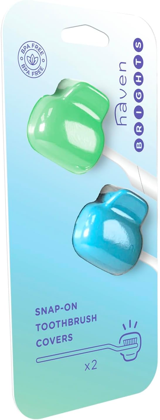 Haven Toothbrush Cover - Fits Electronic and Manual Toothbrushes - Toothbrush Case Holder for Travel - Set of Two Tooth Brush Cap Protectors (Emerald & Aqua) - Image 2