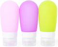 Travel Bottles for Toiletries, 2.7oz Silicone Travel Size Containers, 3 Pack TSA Approved Leak-Proof Reusable Squeezable Refillable Shampoo and Conditioner Bottles (Pink, Purple, Green) by Mziart