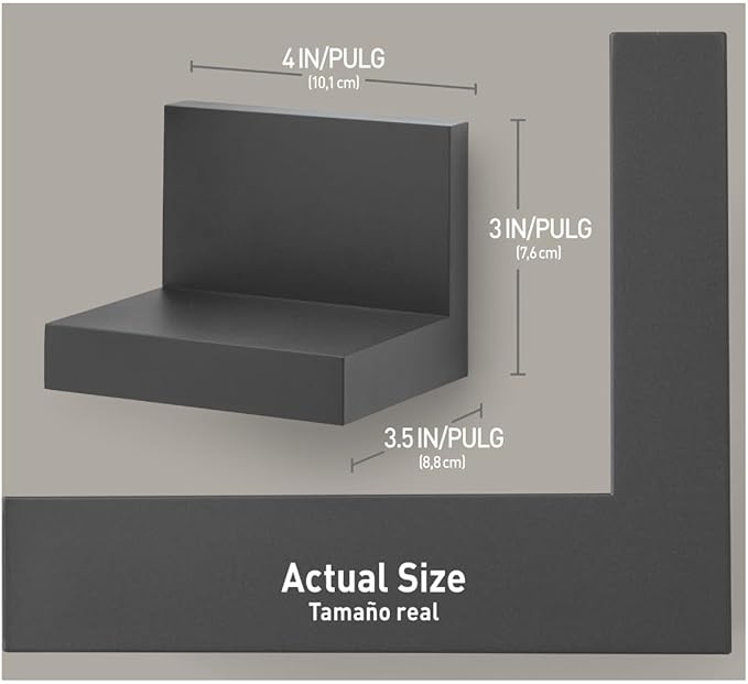 Command Display Ledges, Holds up to 2 lb, Slate, 2 Ledges with 8 Medium Strips, Damage-Free Hanging Floating Shelf with Adhesive Strips, Personalize Living Room, Bedroom, Kids Room or Office - Image 2