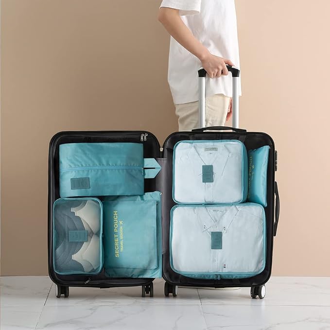 Packing Cubes for Suitcases - 7 Pieces, Light Packing Cubes for Travel, Suitcase Organizer Bags Set, Luggage Organizers for Suitcase, Water-Resistant Travel Essentials, Nile Blue - Image 6
