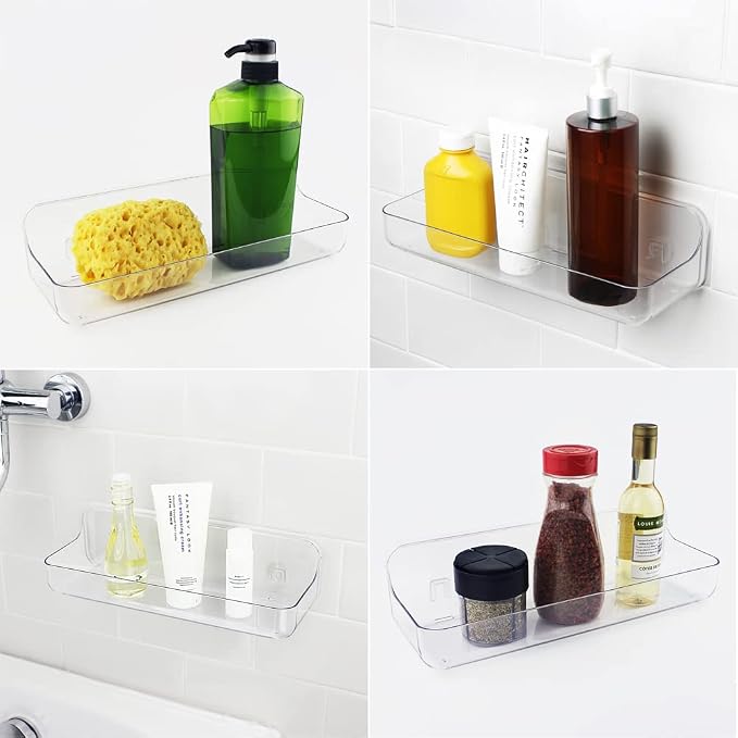 Plastic Wall Mount Organizer, Clear Adhesive Storage Box Organizer No Drilling Hang Walls/Doors for Kitchen, Bathroom, Bedroom, Cabinet, Office, Craft Room (Long Size) - Image 4