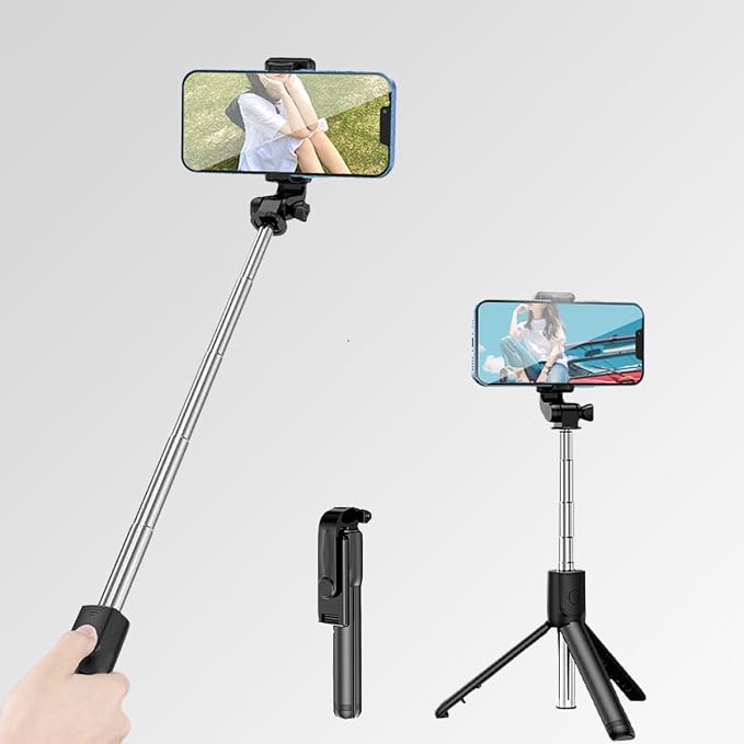 28" Phone Tripod & Selfie Stick Travel Tripod for iPhone Selfies, with Phone Holder 360°Rotation Selfie Stick Extendable for Travel/Selfie/Vlog, Compatible with iPhone/Android - Image 2